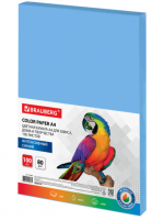 Бумага цветная А4 BRAUBERG, 80г/м2, 100л., интенсив, синяя