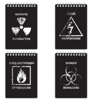 Блокнот А6 BRAUBERG "Danger" (105х148мм), 80л., гребень, пластик с печатью, клетка