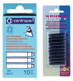 Баллончик с синими чернилами, для перьевой ручки, Centropen (упаковка 10 шт)