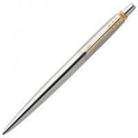 Ручка подарочная шариковая PARKER "Jotter Core Stainless Steel" серебрист, позол.дет, синяя