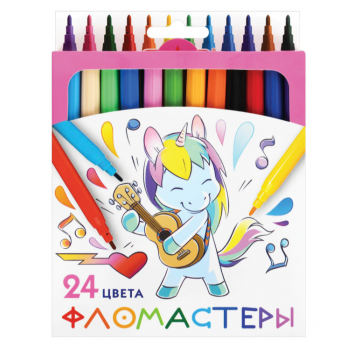 Фломастеры ПИФАГОР "ЕДИНОРОГ" 24цв., смываемые