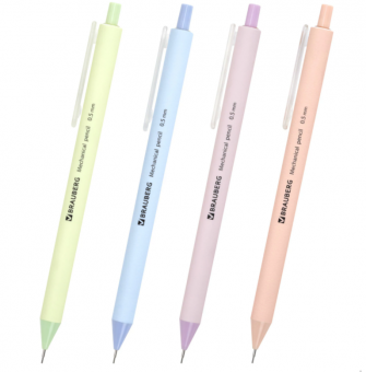 Карандаш автомат Brauberg "SOFT PASTEL" 0,5 мм, корпус soft-touch ассорти