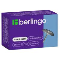 Кнопки Brauberg/Berlingo, никелированные, металлические, 50шт.