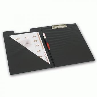 Папка-планшет А4 с зажимом и крышкой Brauberg, картон/ПВХ, черная, с карманом