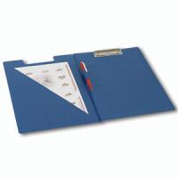Папка-планшет А4 с зажимом и крышкой Brauberg, картон/ПВХ, синяя, с карманом