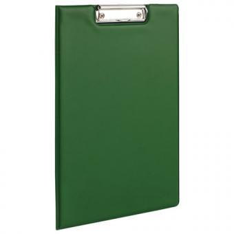 Папка-планшет А4 с зажимом и крышкой Brauberg, картон/ПВХ, зеленая, с карманом
