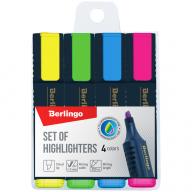 Набор текстмаркеров Berlingo "Textline HL500" 1-5мм, 4шт. (желтый, зеленый, розовый, голубой)