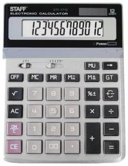 Калькулятор STAFF STF-1712, металлическая панель, 12 разрядов, 200х152мм
