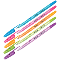 Ручка шарик. Berlingo "Tribase Neon" 0,7мм, синяя, корпус ассорти