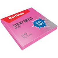 Блок самоклеющийся Berlingo "Ultra Sticky", 75*75мм, 80л., розовый неон