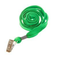 Шнурок для бейджей, 45см, металлический клип, зеленый