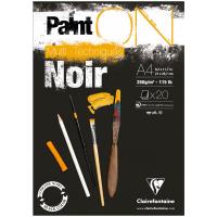 Скетчбук-альбом А4, 20л. Clairefontaine "Paint'ON Noir" на склейке, 250г/м2, ЧЕРНАЯ, для смешанных техник