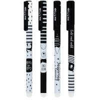 Ручка гелевая стираемая MESHU "Black&white" синяя, 0,5мм, корпус ассорти, софт-тач