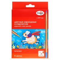 Карандаши цветные Гамма "Мультики" набор 18цв., супермягкие, увелич. диаметр грифеля 4,0мм, заточен