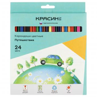 Карандаши цветные Красин "Путешествия", 24цв., трехгран., заточен.