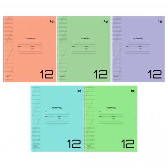 Тетрадь 12л., косая линия BG "UniTone", пластиковая прозрачная обложка