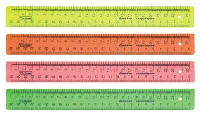 Линейка закройщика 30см, флюоресцентная, цвет ассорти, арт. ЛН72