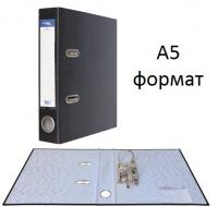Папка-регистратор А5, 70мм, вертикальная, черная, ПВХ (PP) покрытие, карман