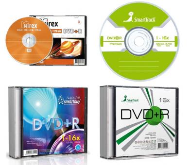 Диск DVD+R (плюс) 4,7Гб, 16х, слим, ассорти