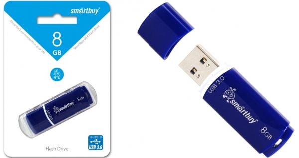Флэш-диск 8ГБ, USB 3.0 SmartBuy "Crown", синий