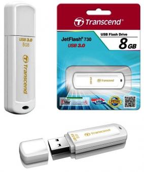 Флэш-диск 8ГБ, USB 3.0 Transcend 730, белый