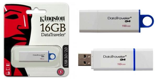 Флэш-диск 16ГБ, USB 3.1 Kingston "Data Traveler G4", белый