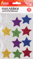 Наклейки ОСТРОВ СОКРОВИЩ "Звезды", 12шт., блестящие, ассорти