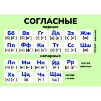 Карточки шпаргалки "Русский согласные" (148*210мм)